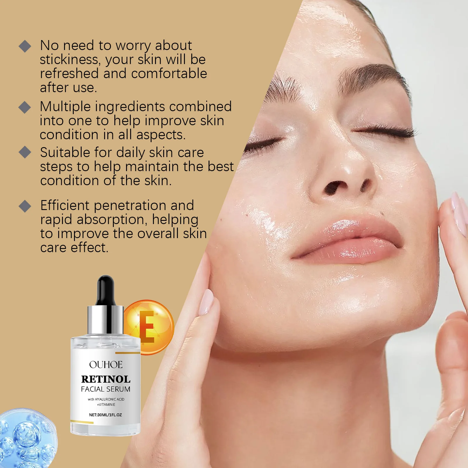 Retinol Facial Serum Fade Fine Line Deep Moisturizing Smoothing Firming Brightening Repairing Renewing Essence Skin Care ผลิตภัณฑ์