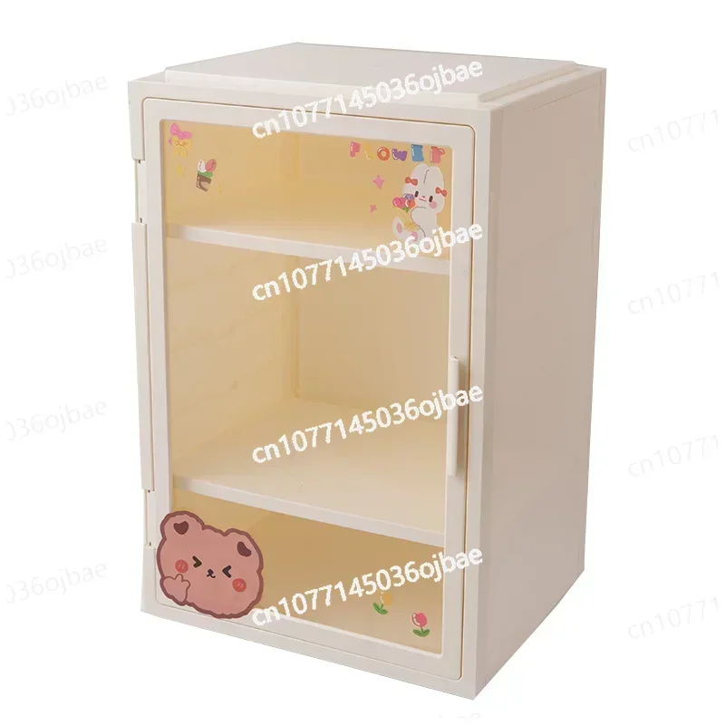 

Height Adjustment, Perspective Door Display Rack, Pink Storage Platform Multifunctional Cabinet