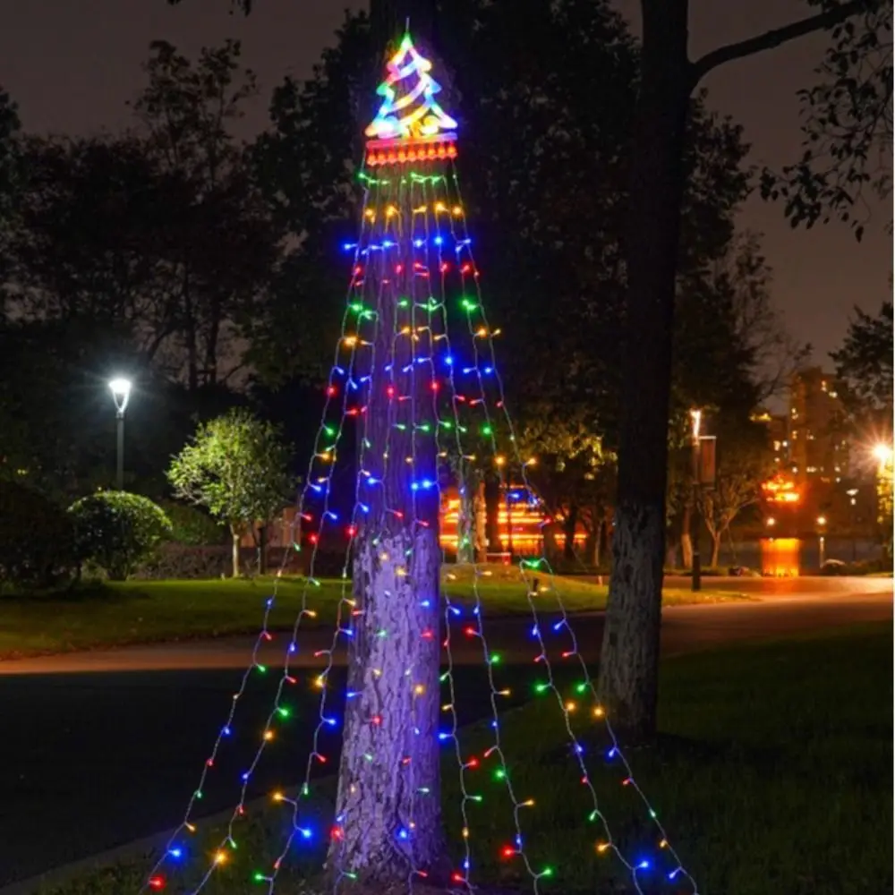 8 Lighting Modes Solar Christmas Lights Remote Control Waterproof Waterfall Tree Light USB/Solar Powered Colorful