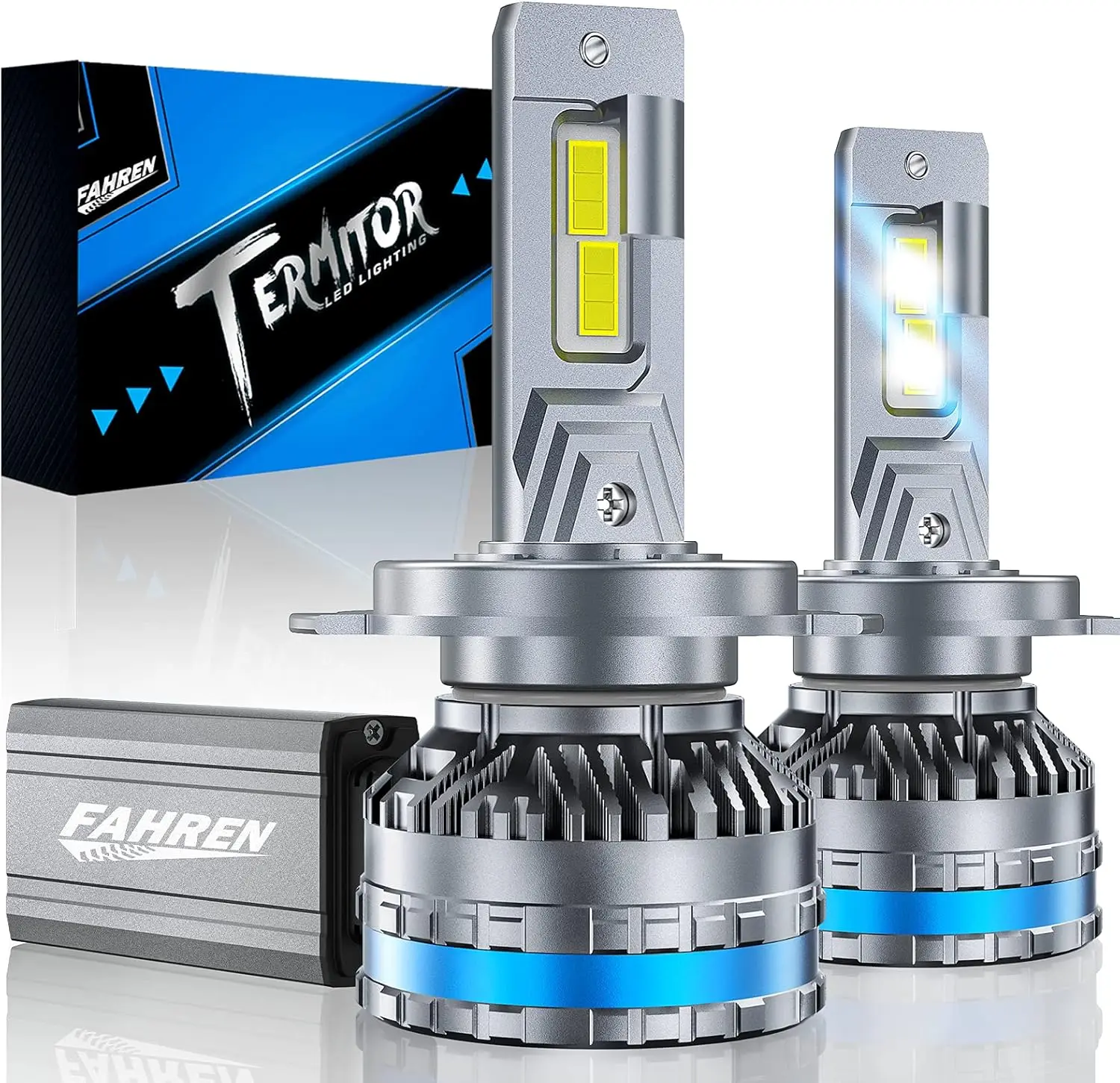 

FAHREN LED H4/9003 Bulbs, Upgraded 120W 55000LM Bright Fog Lighting Bulb,6500K Cool White IP68 Headlight Bulbs,Pack of 2