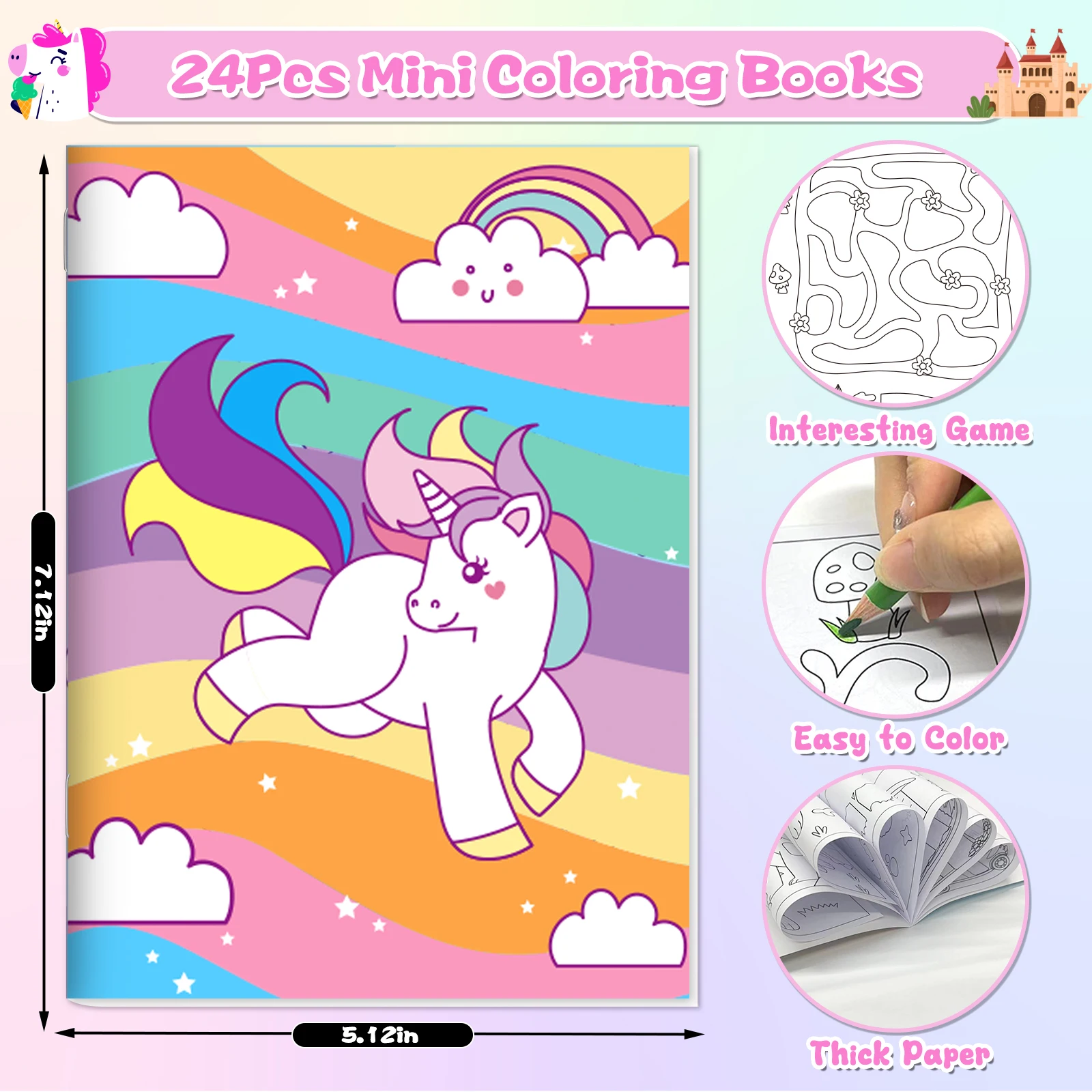 Mini Libros de colorear de caballo mágico para niños, 24 piezas, recuerdos de fiesta, regalo a granel, arte pequeño, unicornio, dibujo, libro de actividades para cumpleaños