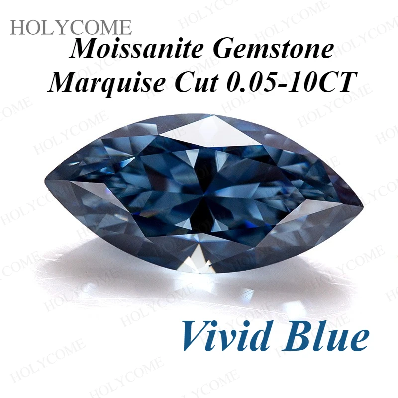 

0.05-10CT Rare Moissanite Gemstone Marquise Cut Vivid Blue Stone Beads DIY VVS1 With GRA For Wedding Anniversary Jewelry Gifts