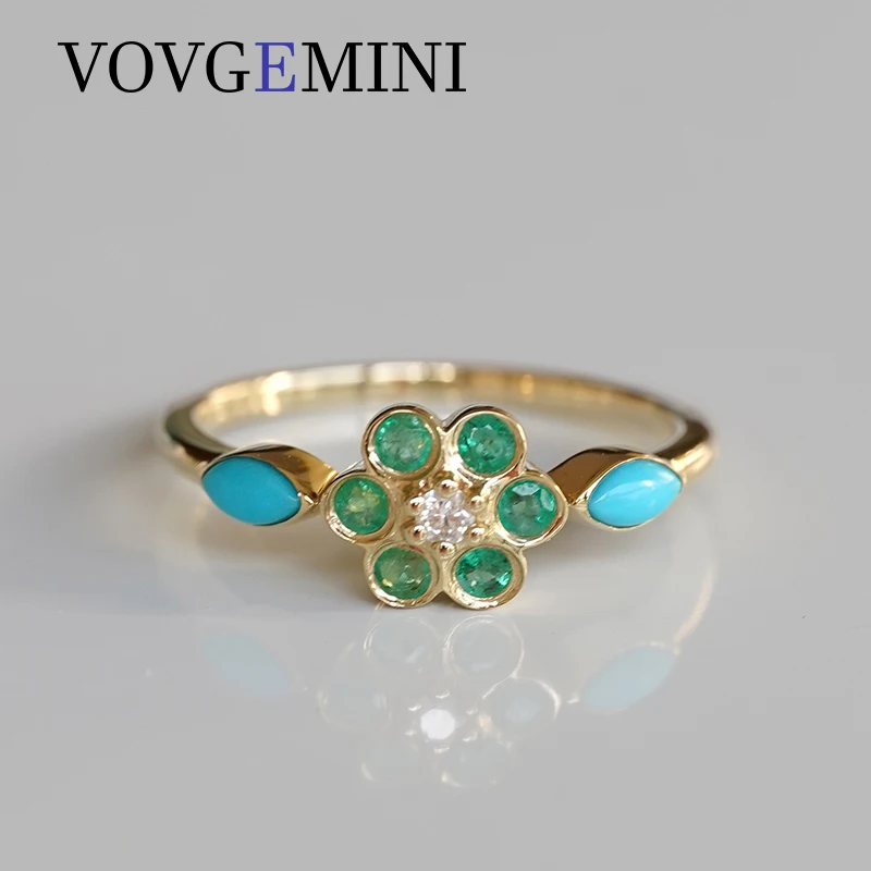 

Кольцо с изумрудом VOVGEMINI Moissanite, 1,9 мм, круглое, 2x4 мм, маркиза, бирюза, 14 к, Настоящее Белое и желтое золото, Au 750, модные ювелирные украшения