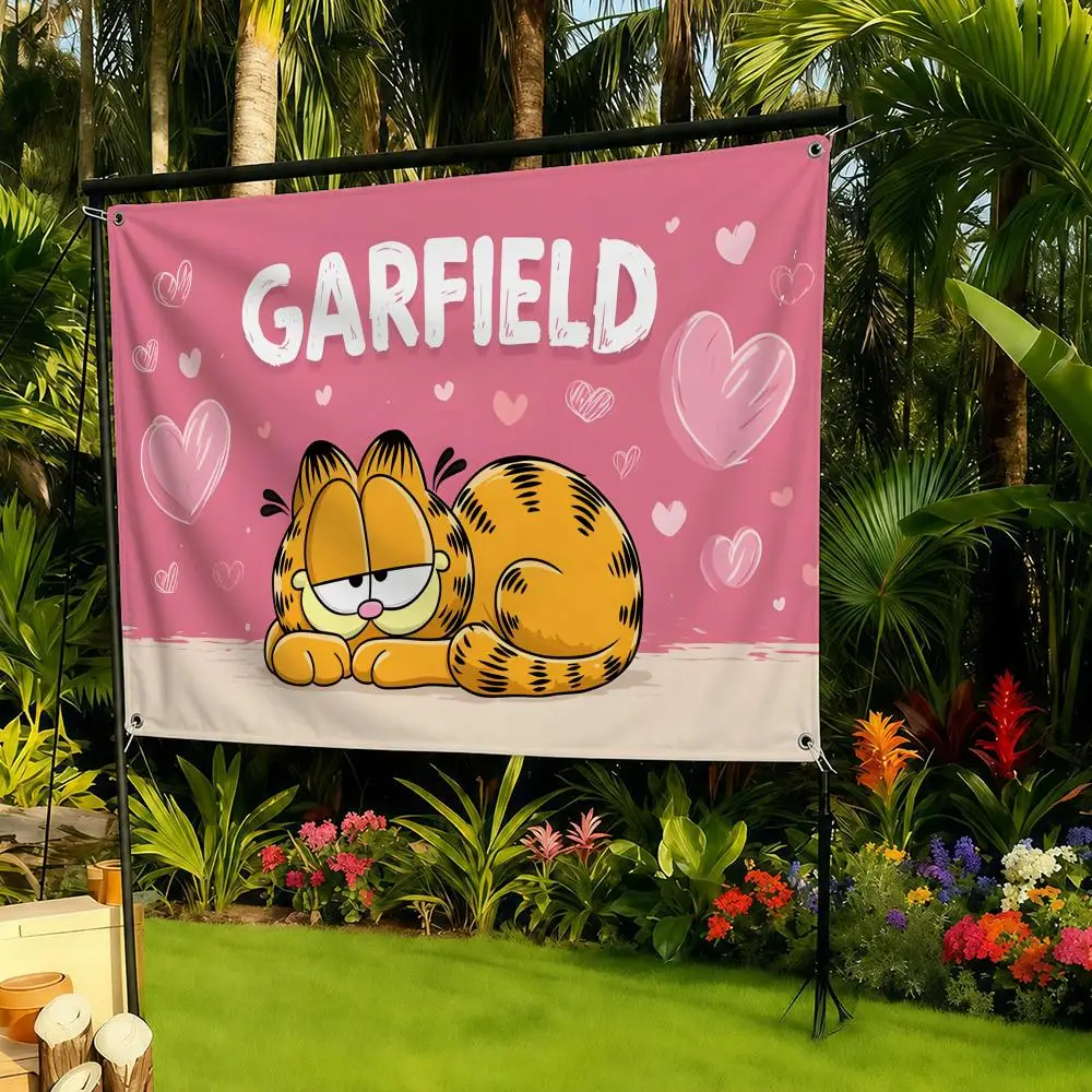 Character Garfield Flags decor flag banner,wall hanging flag,indoor outdoor wall decor,yard garden porch patio wall art