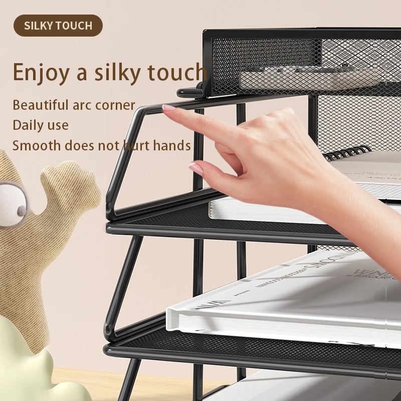 5-Tier Desk Organizer  Stackable Tray Office Desk Organizer File and Desktop Holder for Paper Letter Accessories Black