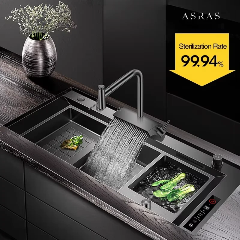 ASRAS Large Size Smart Purifying Kitchen Sink Handmade Step Sink Ultrasonic Smart Purifying Kitchen Island Sinks 11550 NJH