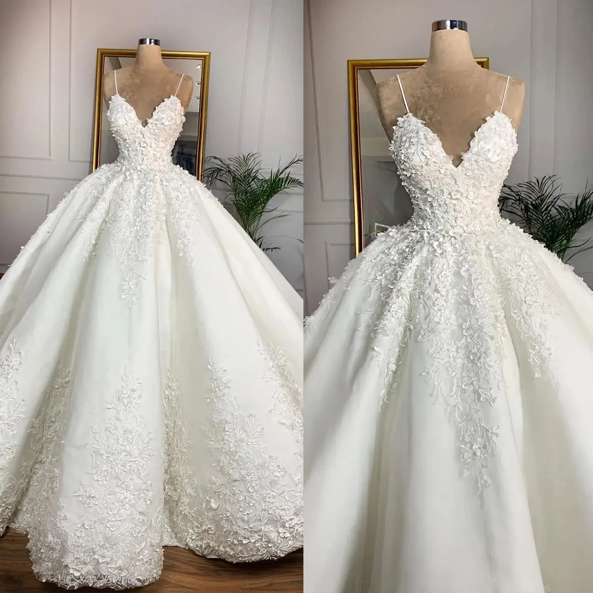 

Classic A-Line Wedding Dress For Women Spaghetti Strap Sleeveless Bridal Gown Sweetheart Neck Sweep Train Dresses Custom Made