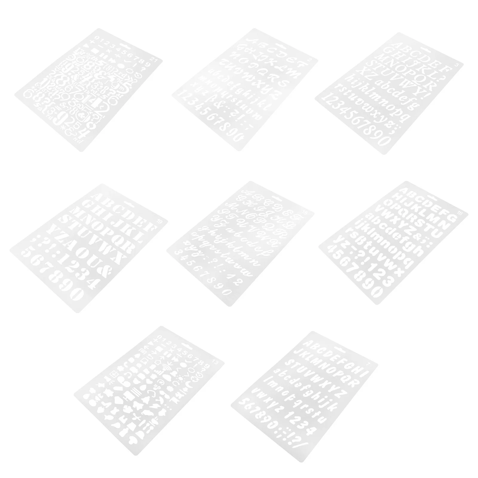 8개입 페인팅 스텐실 플라스틱 재사용 가능 공예용 DIY 벽 장식 대형 알파벳 숫자 글자 몰드 스프레이 스텐실 우드 버닝