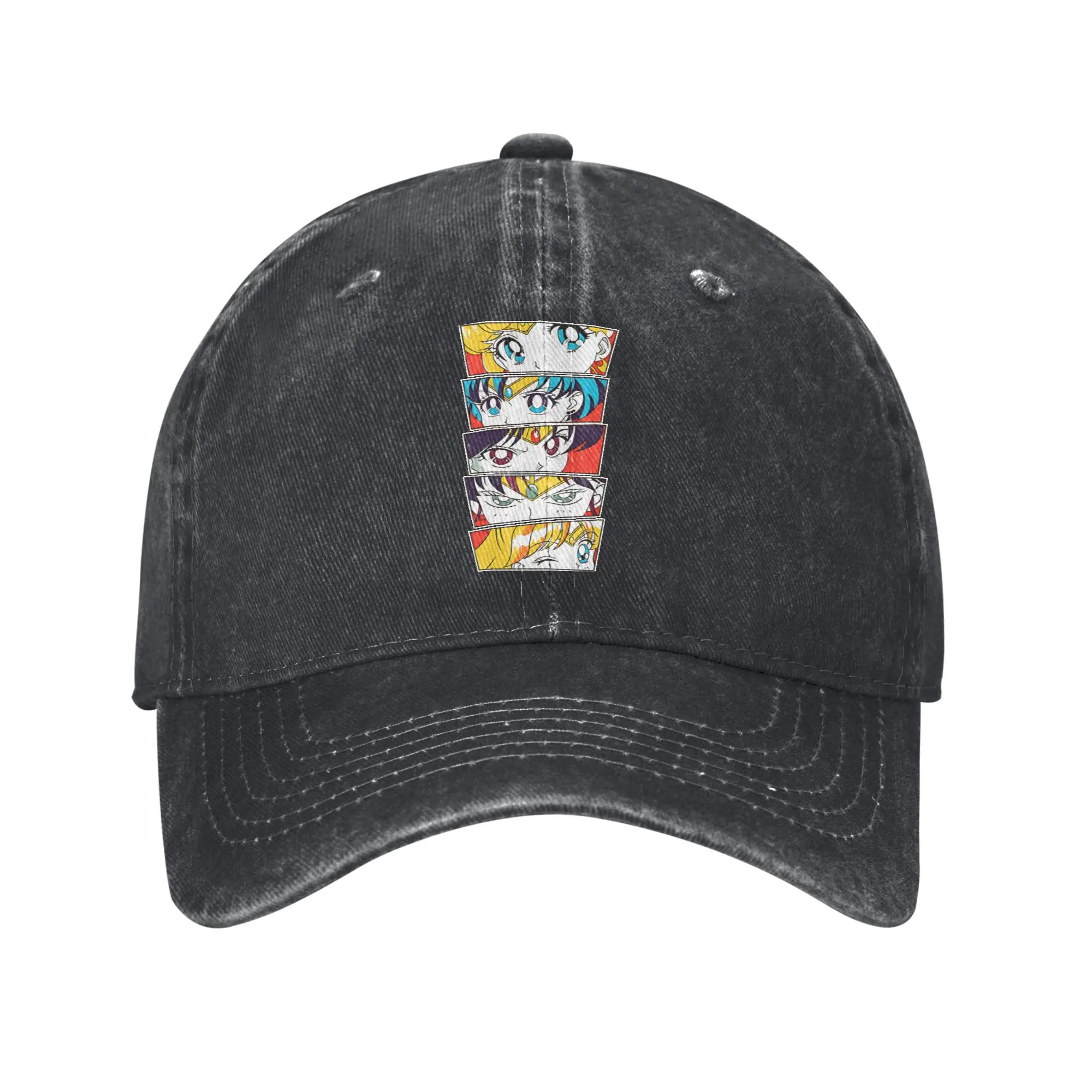 Scouts Close Up Eyes in Vibrant Red Background Baseball Caps Peaked Cap Sailor Moon Sun Shade Hats for Men