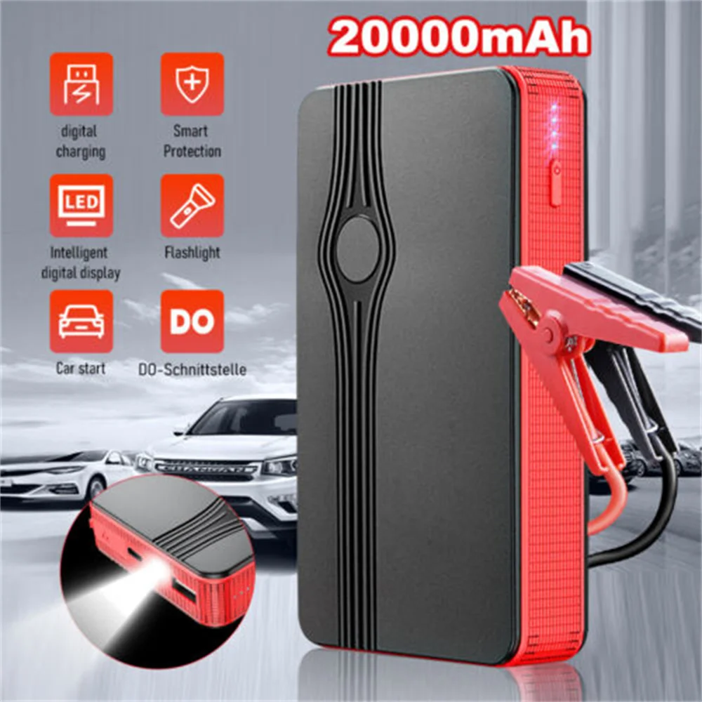 Avviatore di emergenza per auto 600A strumento di avviamento della batteria per auto 12V caricabatteria Boost Power Bank 20000mAh dispositivo di