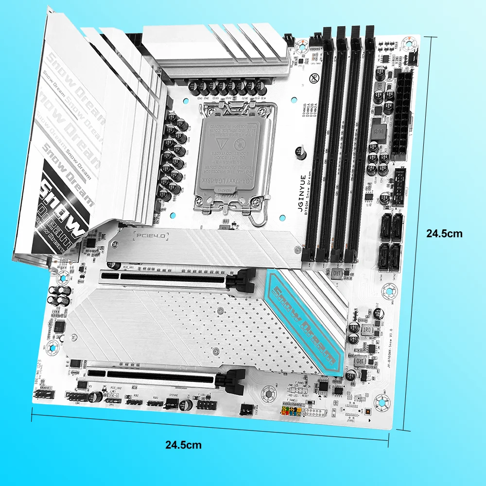 JGINYUE B760M Snow Dream LGA1700 DDR4  M-ATX Computer Gaming Motherboard Supporting 12th/13th Gen CPUs