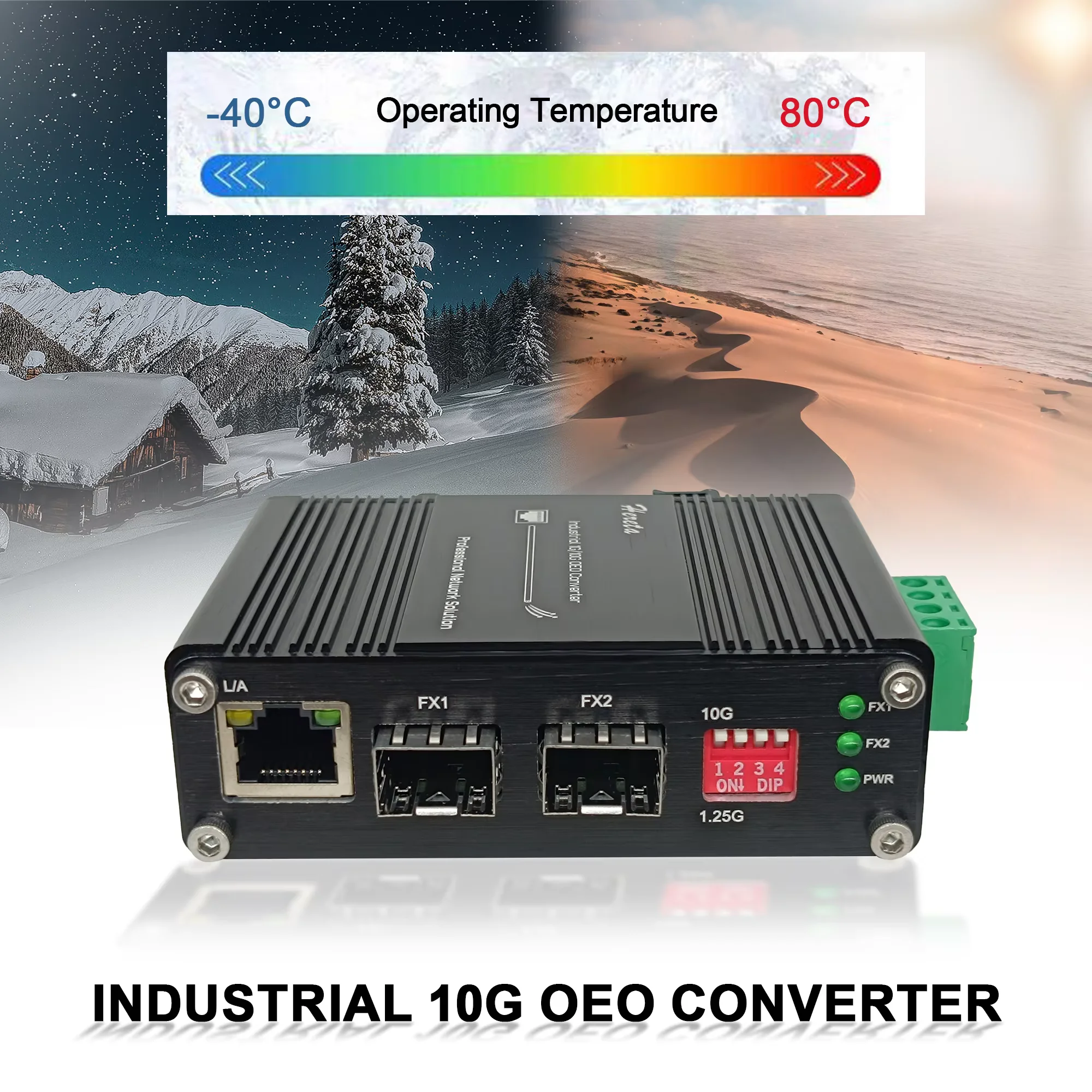 Mini Industrial 10G SFP+ to SFP+ Fiber Media Converter OEO 3R Repeater Fiber Extender 20KM Ethernet Transceiver 5