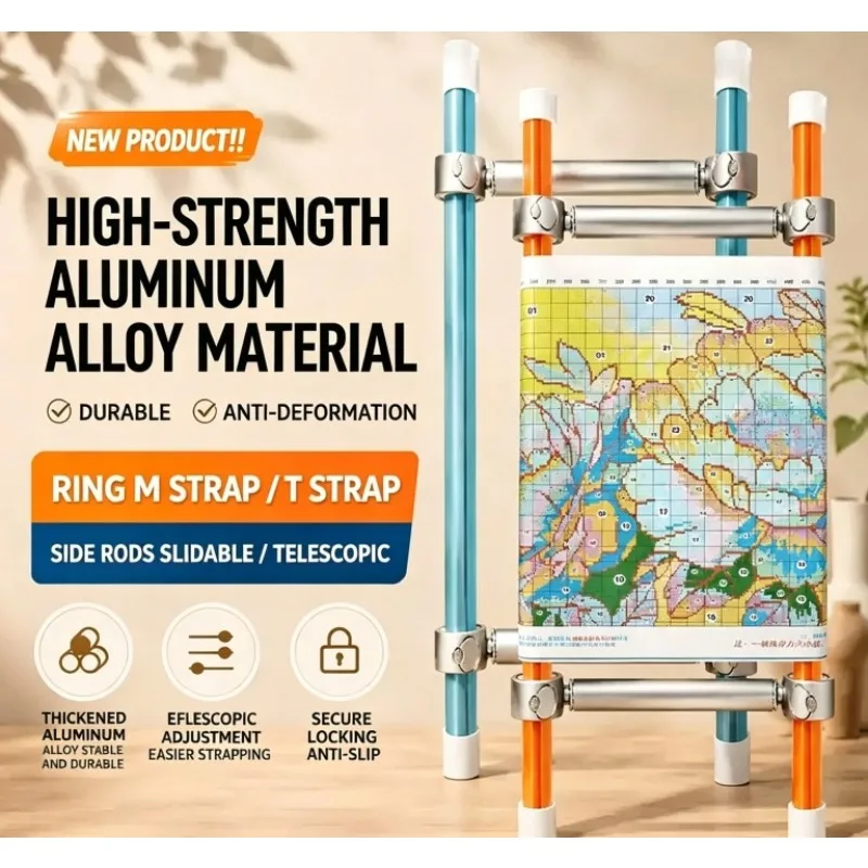 Third Generation Sliding Aluminum Embroidery M Frame Hoop With Triangle Press Bar Cross Stitch Tightening Holder Stand Tool