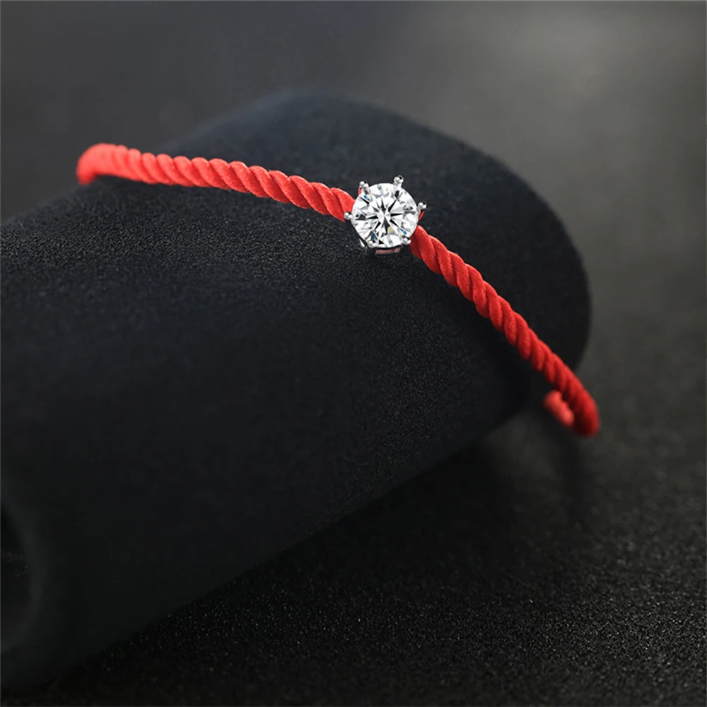 ROXI Classic 7mm Round Crystal Charm Bracelets for Women Red/Black Thread Line Rope Bracelet Jewelry pulseras Christmas Gift