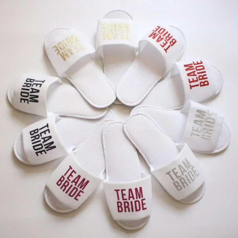 Wedding Bride To Be Slippers Team Bride Shower Decoration Bridesmaid Hen Party Soft Slippers Ladies Bachelorette Party Supplies