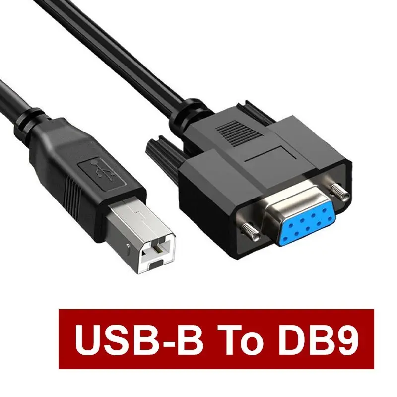 DB9 to USB Type-B Port Connector Cable RS232 to USB-B Printer Port Data Transfer Cord DB9 to USB Square Port Serial Wire 0.3-5M