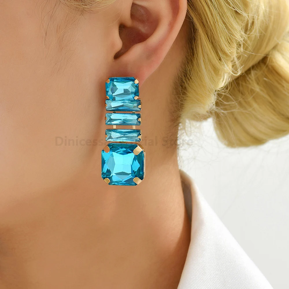 Shiny Glass Glamorous Decor Charm Holiday Party Pendant Jewelry Boho Trend Luxury Design Dangle Earrings For Women Accessories