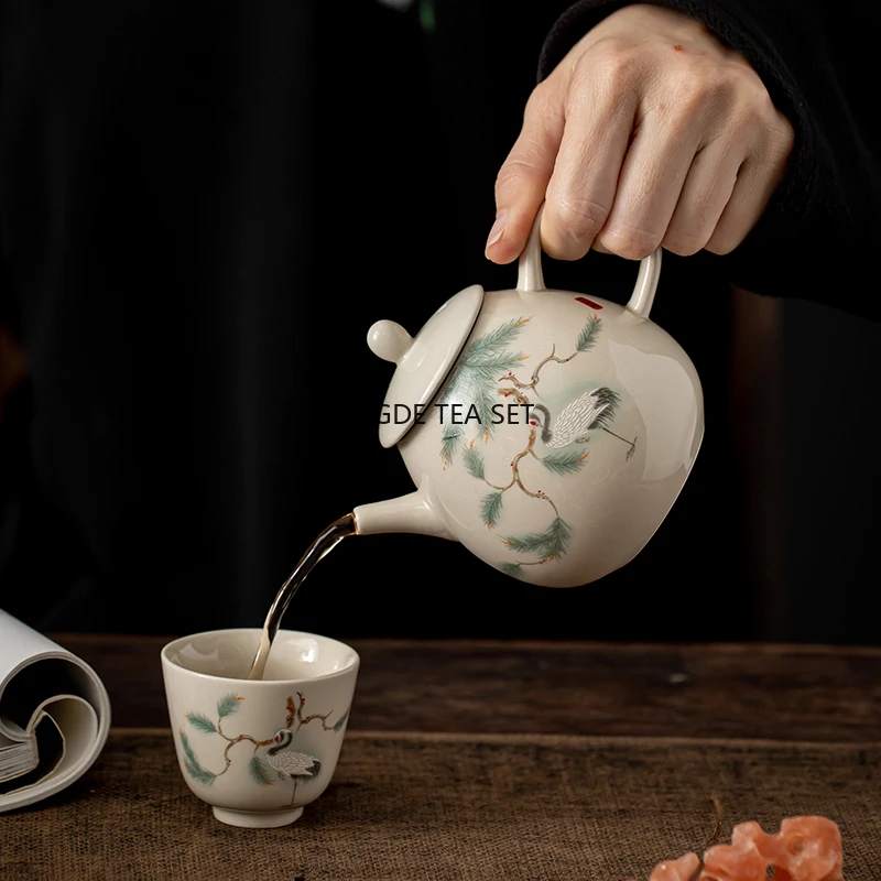 

230 мл китайский традиционный керамический чайник с ручной росписью и цветочным узором домашний чайник для воды дорожный портативный чайный сервиз