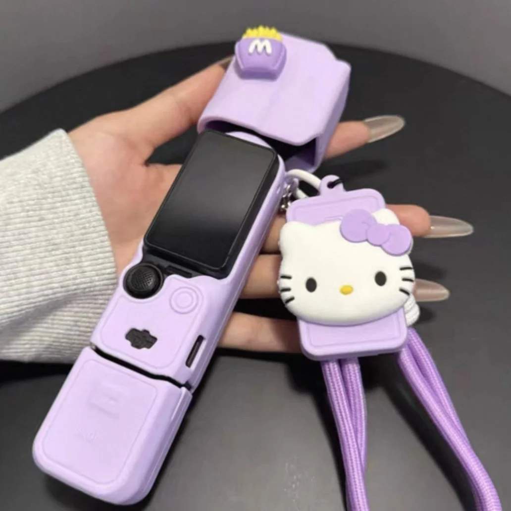 

MINISO Hello Kitty DJI pocket3 защитный чехол высокого качества милый мультяшный силиконовый чехол с рассеиванием тепла PTZ-камера подарок для девочки