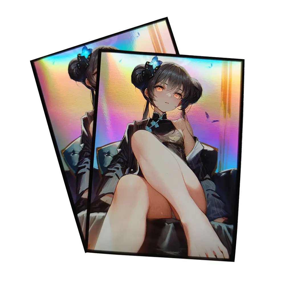 67x92mm 60PCS Holographic Sleeves PKM Cards Loader Anime Protector Double Cover for MTG WS Board Games Trading Cards