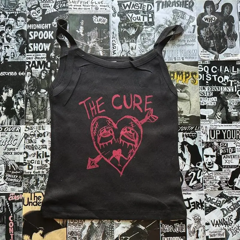 Gothic Sexy Sleeveless Tank Tops Vintage portrait graphics Cute Grunge Streetwear Crop Tops Y2k Clothes Emo Girls Corset Baby