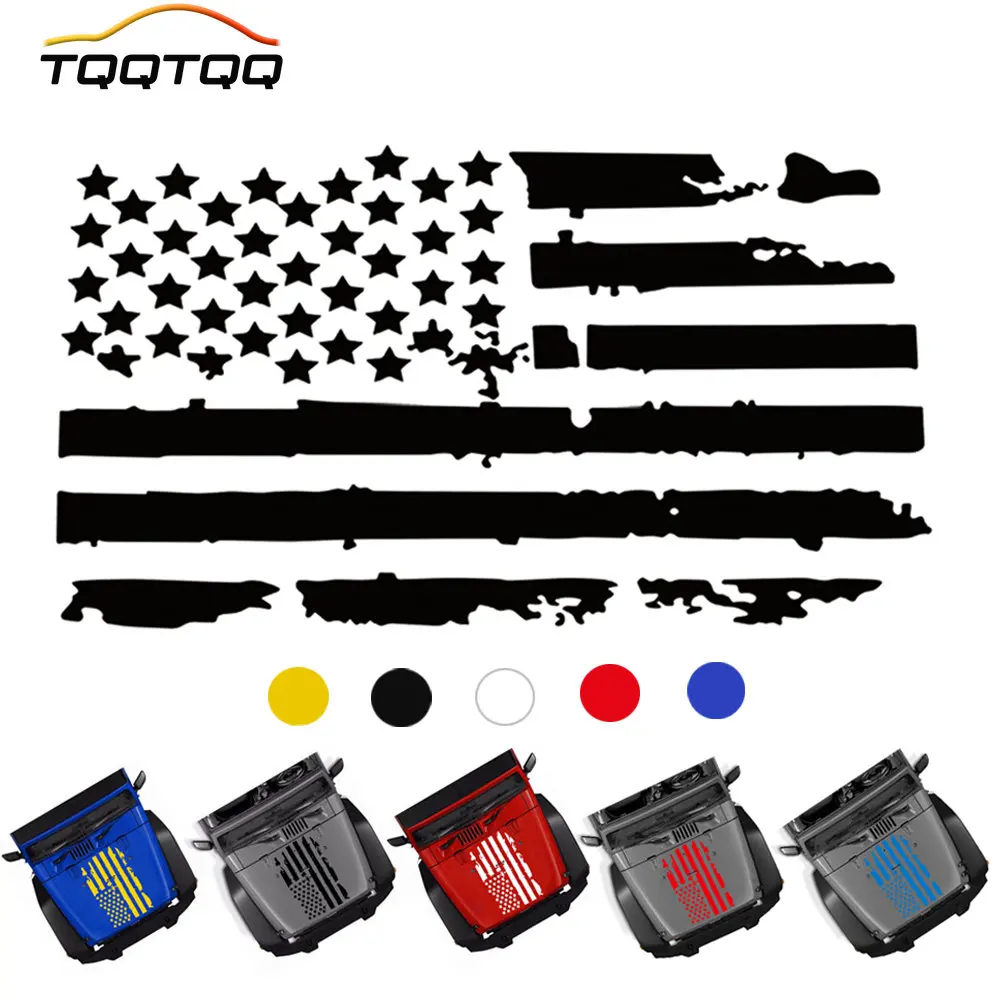 

TQQTQQ 1Pcs 30*60CM 51*90CM American Flag Hood Cover Blackout Vinyl Graphic Decal Stickers fits All Cars Truck or SUV