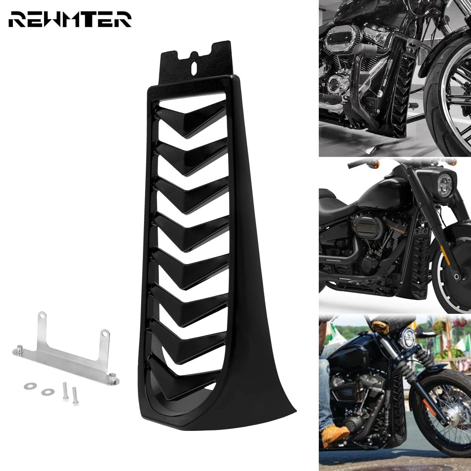 Motorrad ABS Front Lower Kühler Abdeckung Kinn Verkleidung Spoiler Schwarz Für Harley Softail Street Bob Breakout Fat Bob 2018-2023
