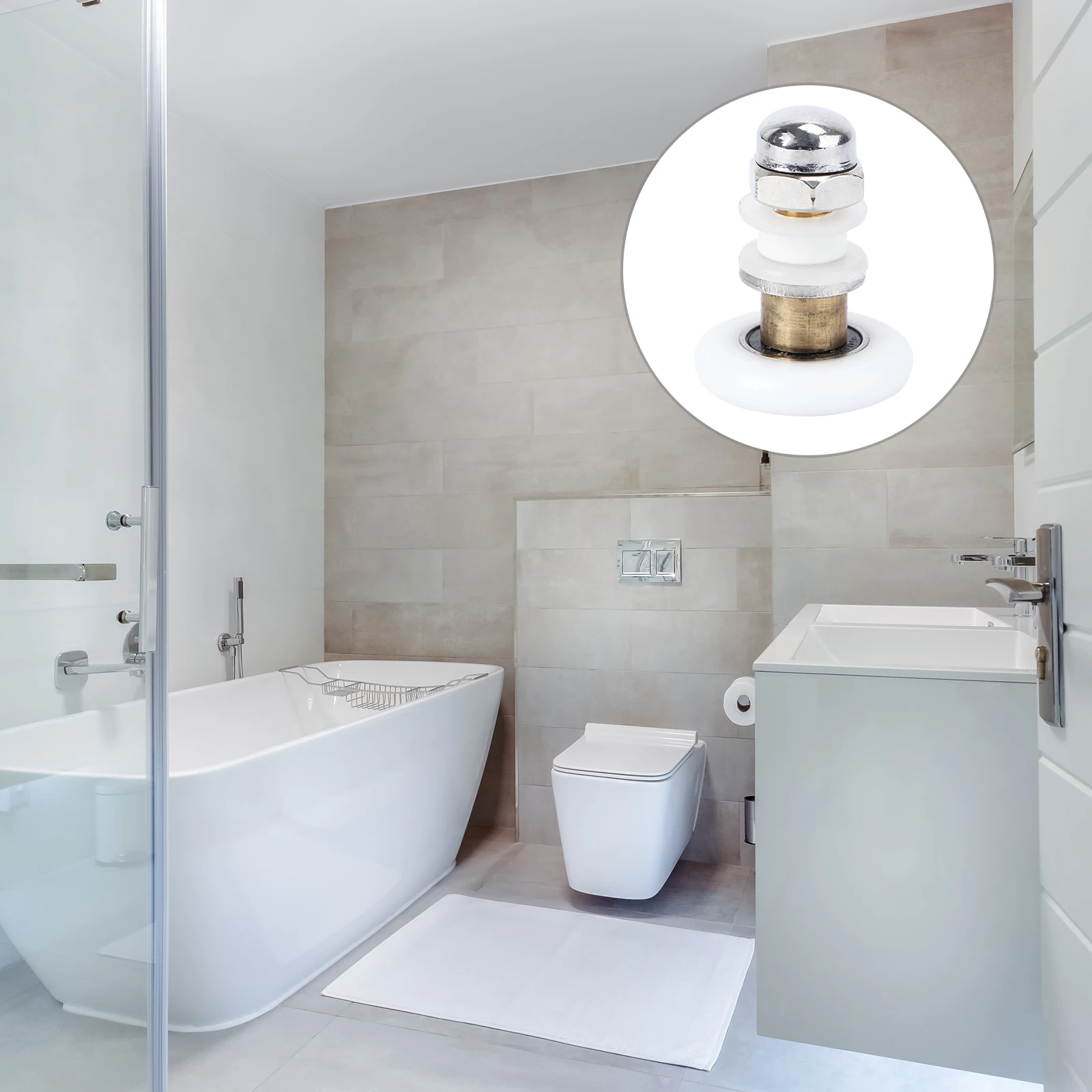 

4pcs Glass Door Pulley Rollers Runners Shower Wheel Strong Load Bearing Durable Spring Loaded Fit Curved Showers