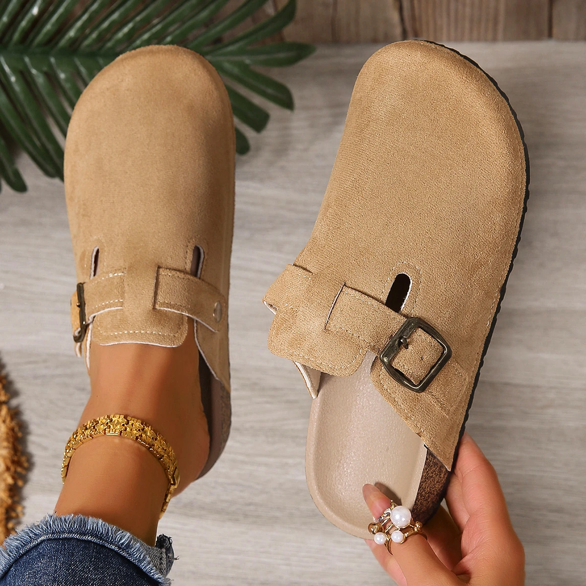 Women Clogs Slippers Classic Cork Home Slippers New Outdoor Cork Shoes Anti Skid Mules Sandals with Arch Support Slides Women