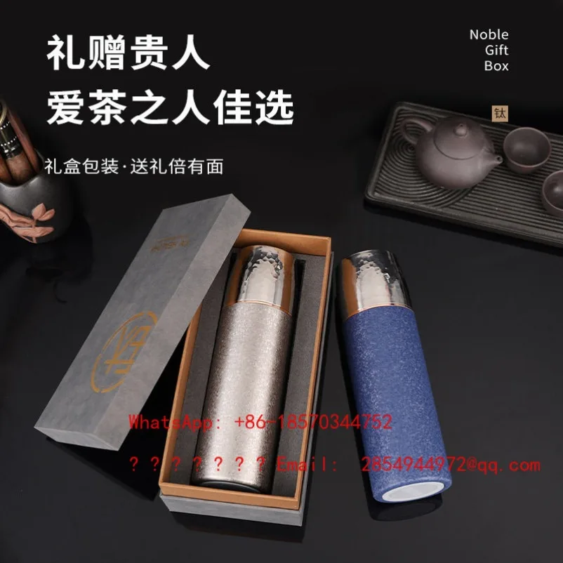 Hot Sale Luxury Pure Titanium Thermos Cup Gold Silver Hammered Lid Tea Steeping Mug Portable Insulated Bottle