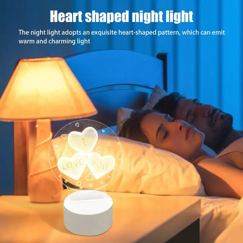 Night Light Display Board Clear Bedside Table Night Light Non-slip Base Desk Nursery Night Lamp For Bedroom Adds Romantic