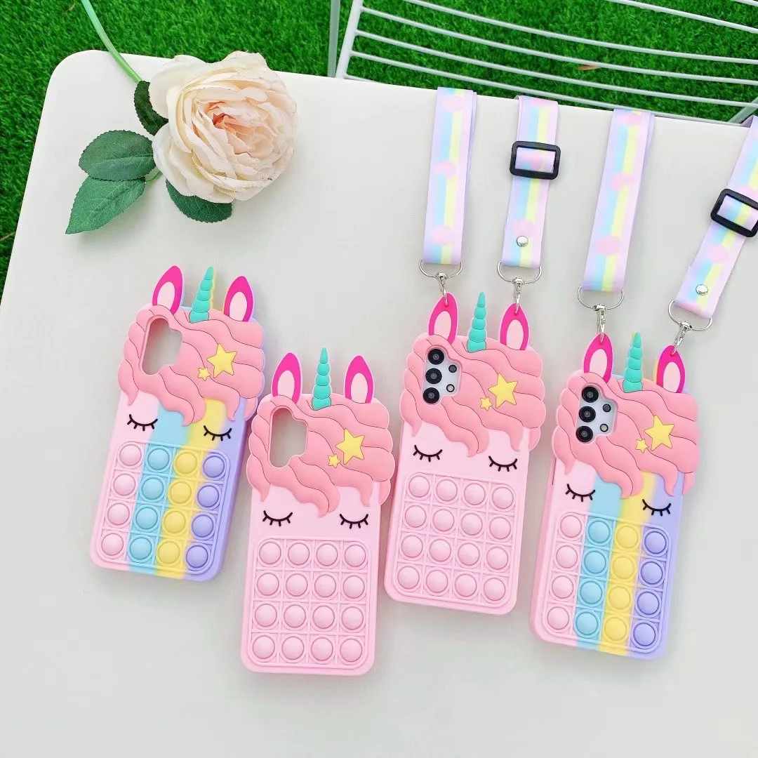 New Samsung A32 lanyard phone case A12 eyelash horse 3D silicone S21 pressure reducing model A51 rodent control pioneer