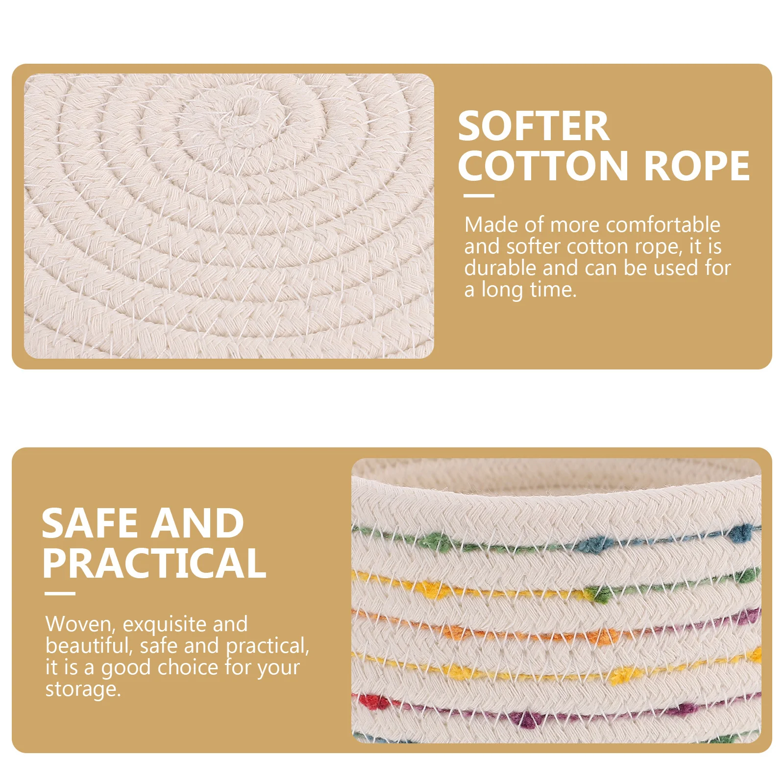 

Cotton Rope Storage Basket Exquisite Woven Storage Container Decorative Desk Basket Multi- Organizer