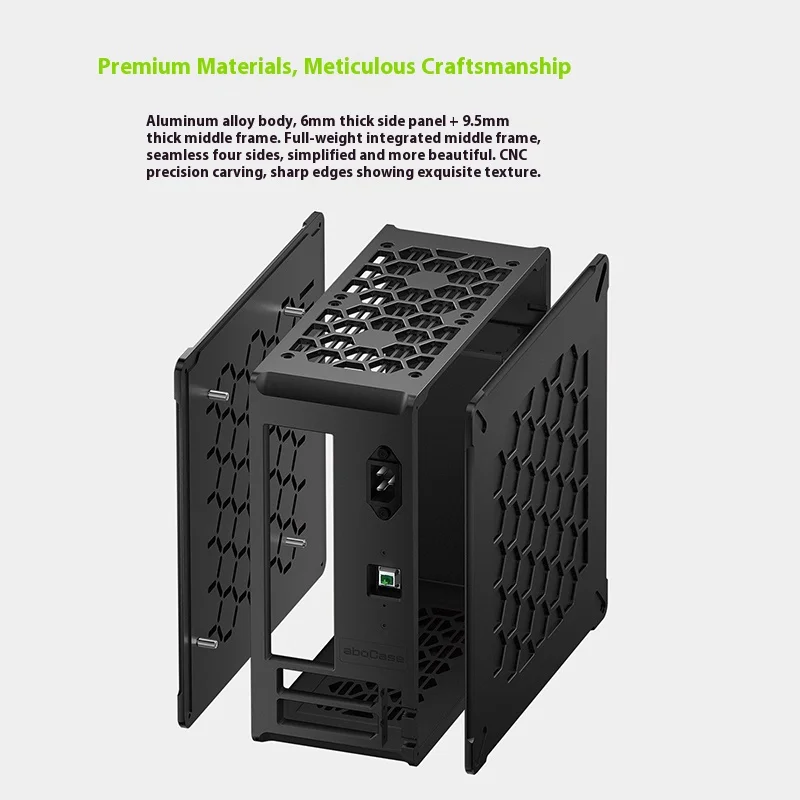 Мини-шасси ITX с ЧПУ, полностью алюминиевое индивидуальное настольное шасси, совместимое с материнской платой 1U Power MINI ITX, игровое офисное шасси