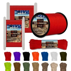 HERCULES 550 Paracord Rope Parachute Cord Type III Paracord 50FT 100FT 250FT Imperial Red Paracord for Camping Rope Survival