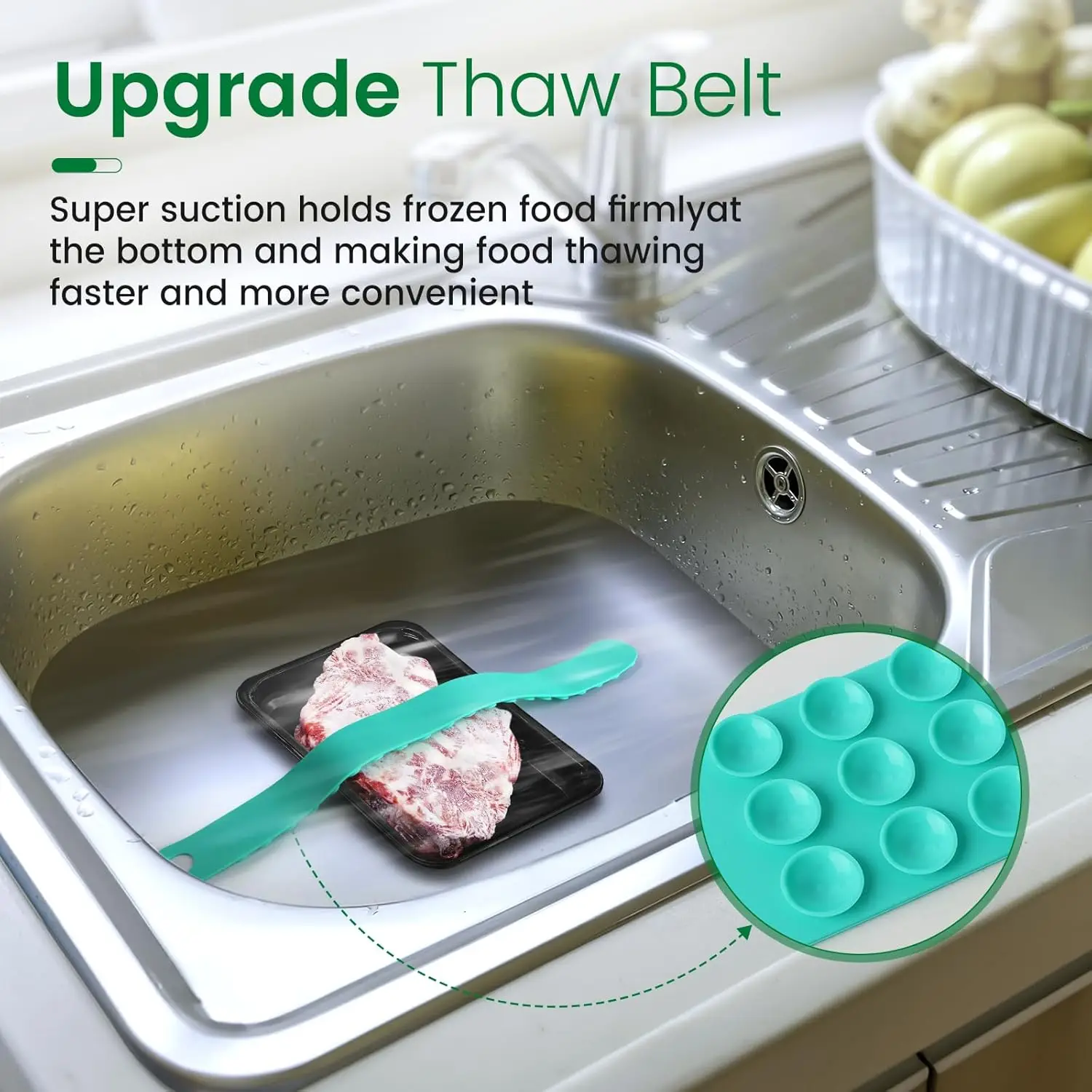 2pcs Silicone Meat Thaw Belt,Defrosting Stripes,Food Grade Rapid Thaw Defrosting Belt,Multifunctional Safe Quick Thaw Belt