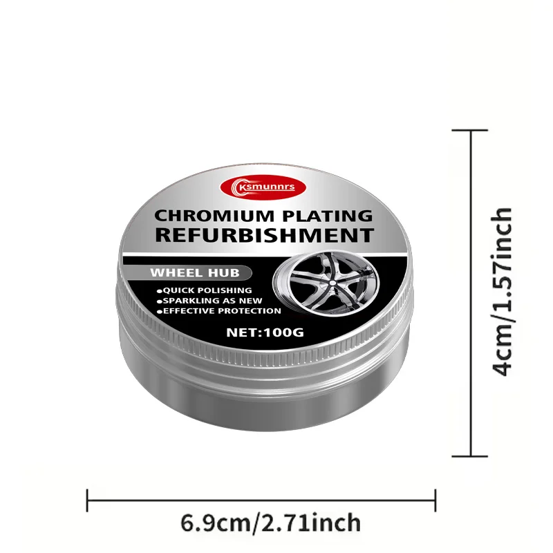Chrome Plated Parts Polishing Cream for Car - Automotive Scratch Remover for Door Handles Window Frames Logos -Restoration Shine