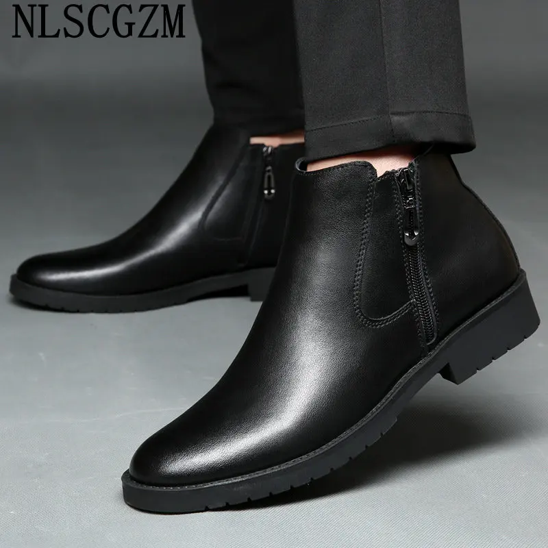 Winter Shoes for Men Ankle Boots Snow Boots Men Leather Shoes for Men Chelsea Boots Casual Shoes Stivali зимние кроссовки мужски