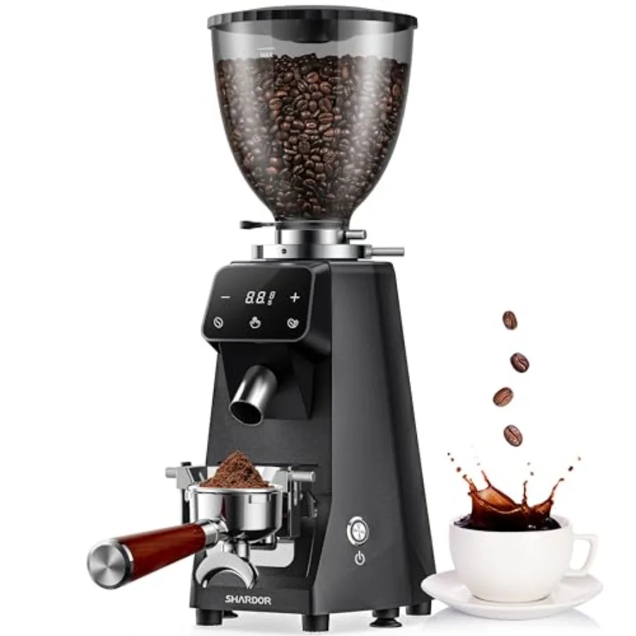 

Электрическая кофемолка для домашнего использования с корпусом из литого алюминия, жерновами 64 мм, 100 настройками помола, бункером на 500 г и антистатической технологией