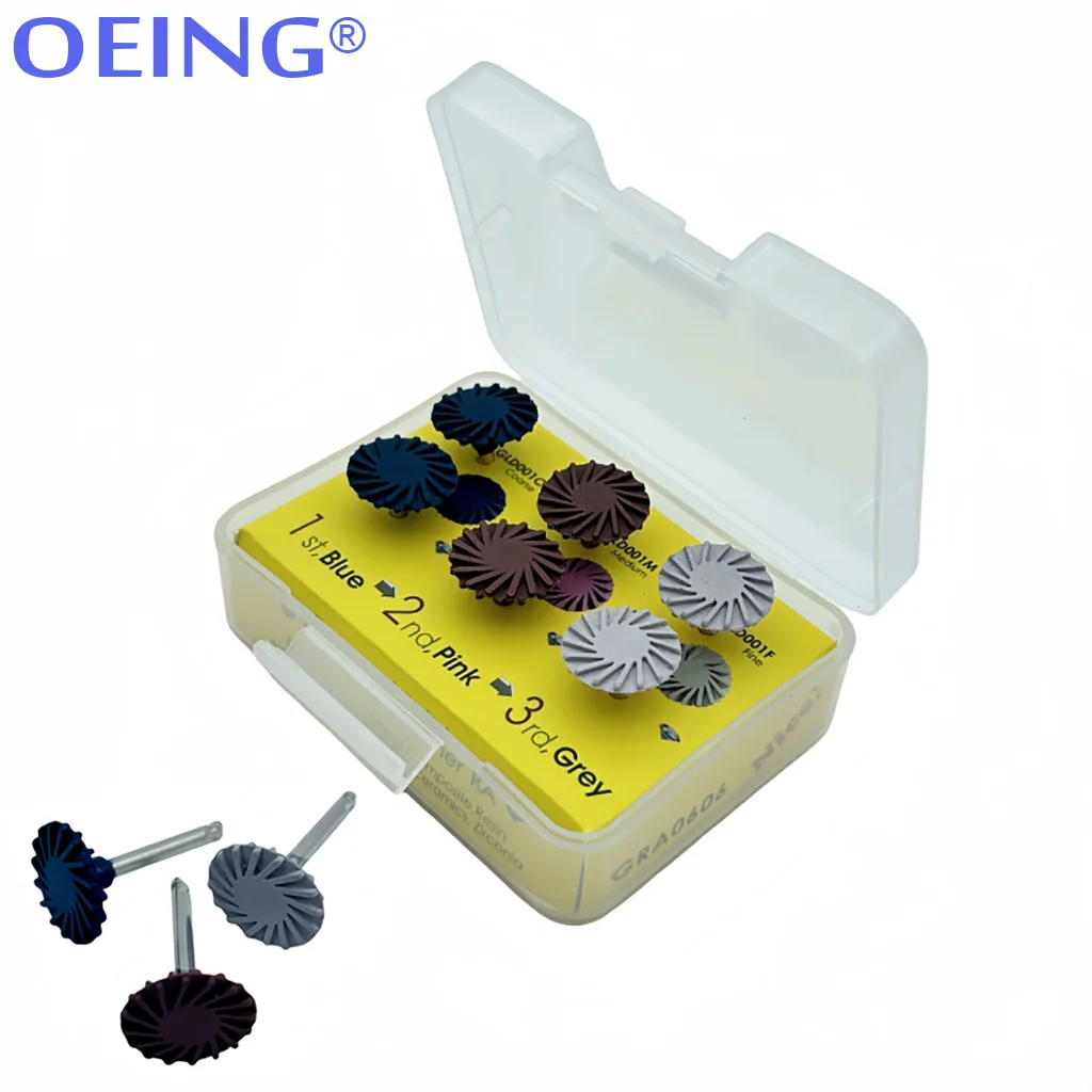 6Pcs/1Pack Dental Composite Resin Polishing RA Wheel Spiral Flex Brush Polishing Diamond System Burs Discs Rubber Polisher view 3