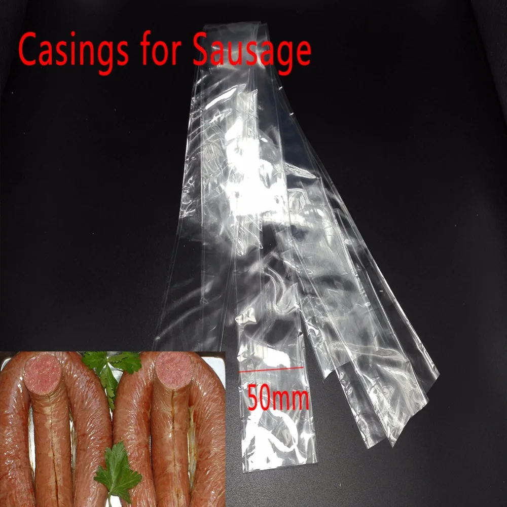 4 Meters Food Grade Casings for Sausage Salami Wide50mm Shell for Sausage Maker Machine Hot Dog Plastic Casing Inedible Casings