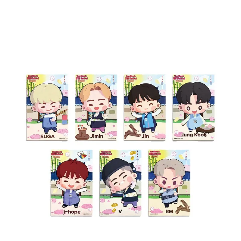 Kpop 7Pcs BTS Tour Break Island in Hanok Lomo Cards Cute Cartoon Photocard Set Fans Collection Gift
