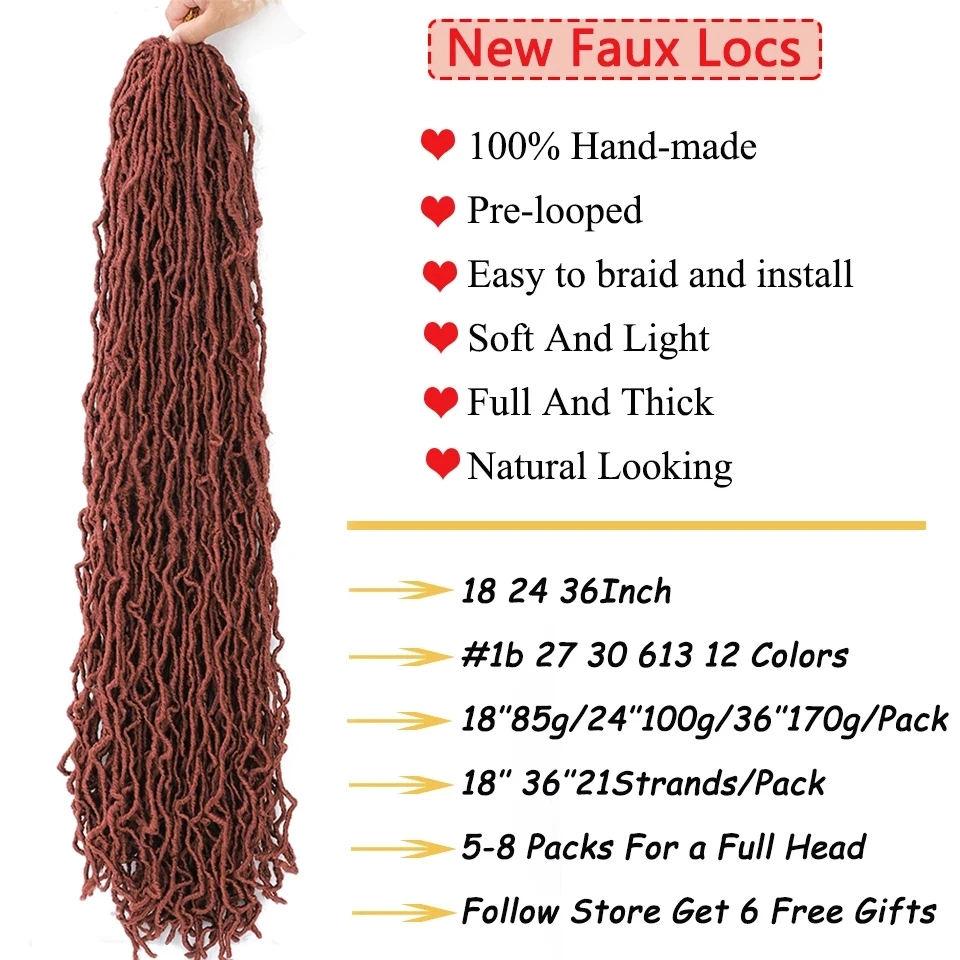 Donghou Cheveux Faux Locs Crochet Cheveux Serrures Cheveux Naturel Crochet Bouclés Dreadlocks Extensions de Cheveux Déesse Doux Locs Crochet Tresses