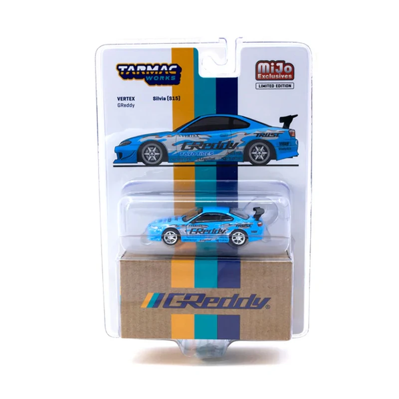 Tarmac Works 1:64 TW VERTEX Silvia S15 GReddy-Mijo Special Edition alloy car model