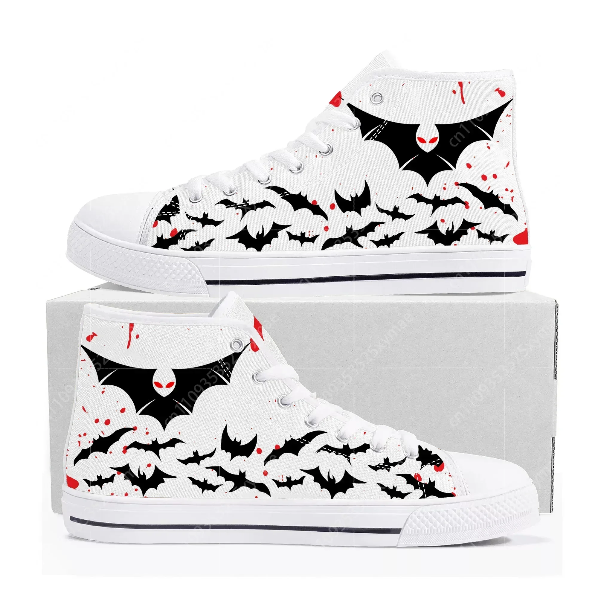 Robert Pattinson Logo Vampire Bat Wing High Top Sneakers Mens Womens Teenager Canvas Sneaker Casual Couple Shoes Custom Shoe