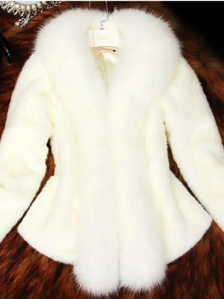 

Women's Fur Coat Winter New Imitation Fox Fur Collar Sleeves Short Jacket Korean Fashion Slim Fit Thickening Warm Coats