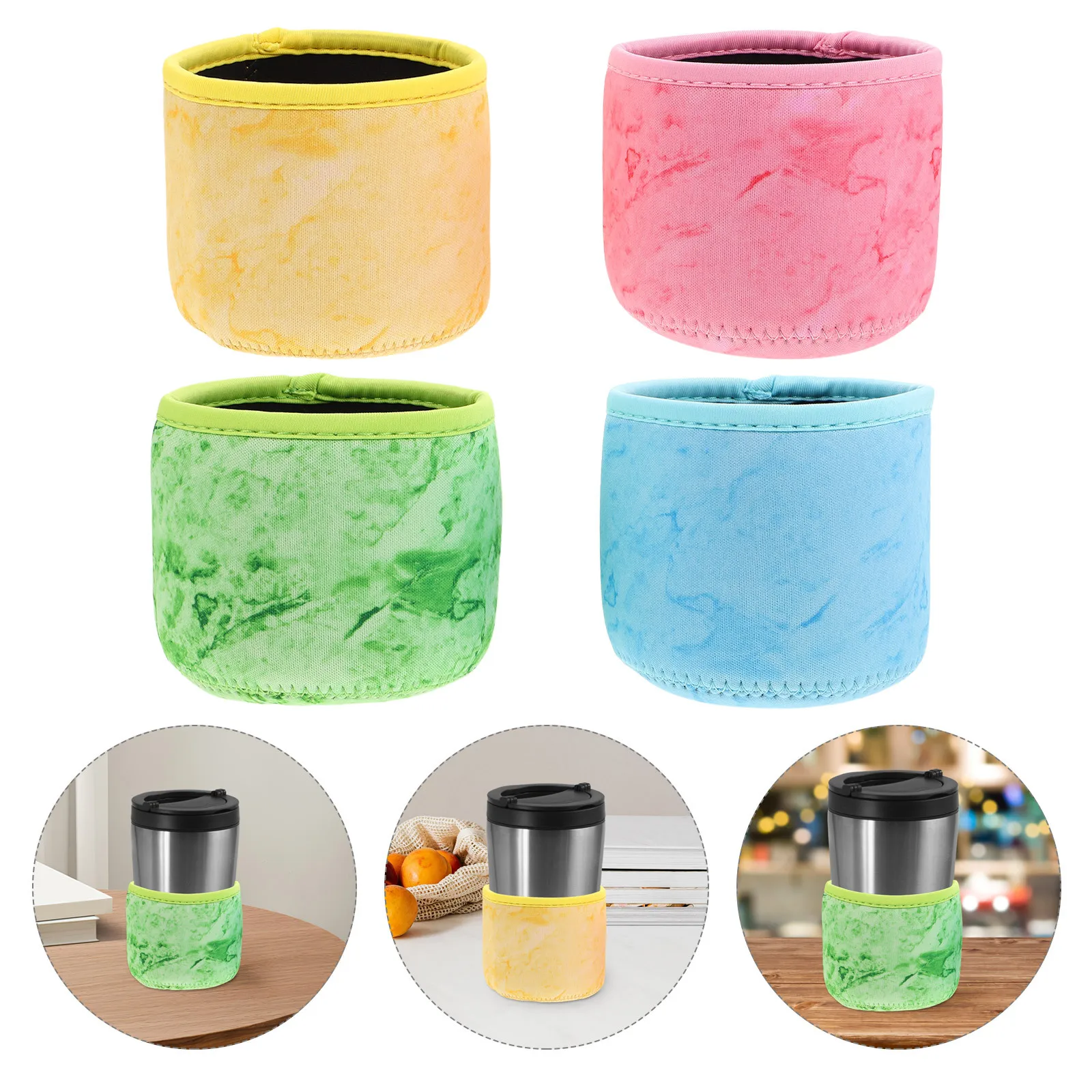 

4Pcs Ice Cream Sleeve Neoprene Insulated Cup Sleeves Reusable for Iced Coffee Hot Drinks Popsicles Tumbler Beverage Holder Cold