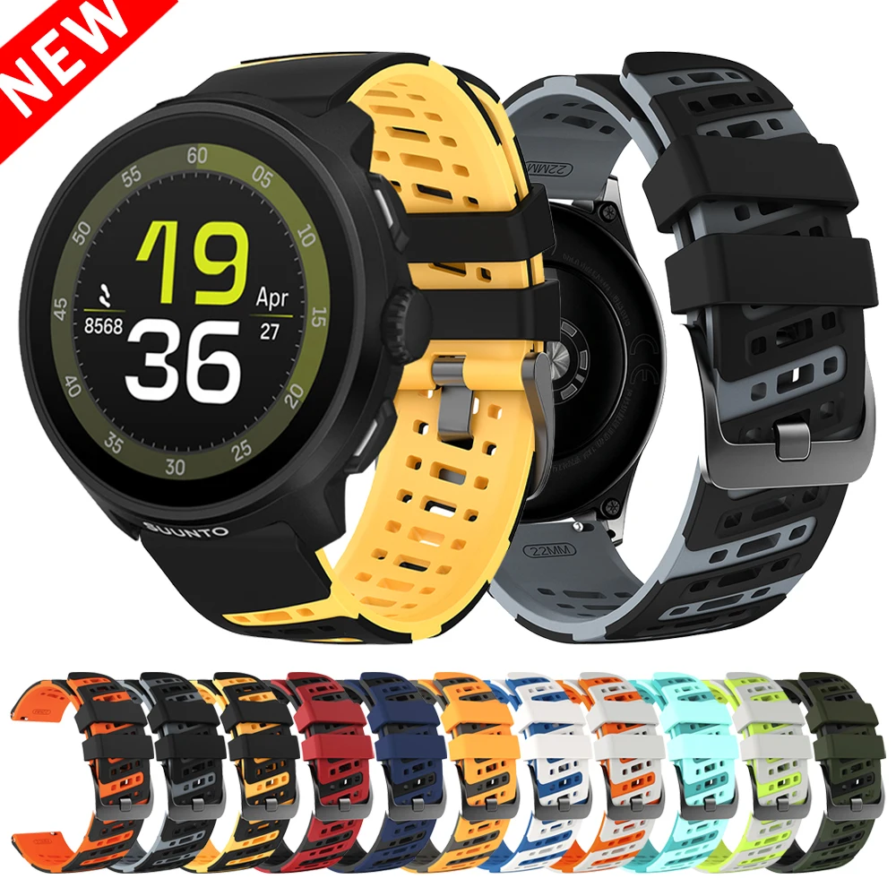 22 mm atmungsaktives Silikonband für SUUNTO RACE 2/S OCEAN VERTICAL RUN Sport-Armband für SUUNTO 5 9 PEAK PRO/DLC Uhrenarmband