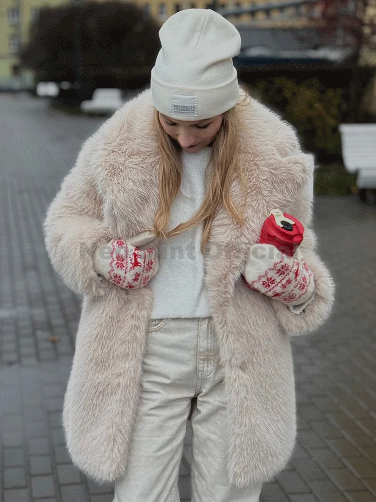 2025 الشتاء العلامة التجارية مصمم رقيق ايكو الثعلب الفراء سترة التلابيب فو الفراء معطف المرأة فروي معاطف فتاة أنيقة معاطف طويلة