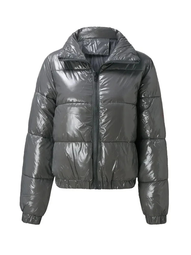 Jaqueta de inverno feminina 2025 oversized inchado brilhante bolha casaco sólido algodão acolchoado casaco quente à prova dwaterproof água parka feminino outerwear